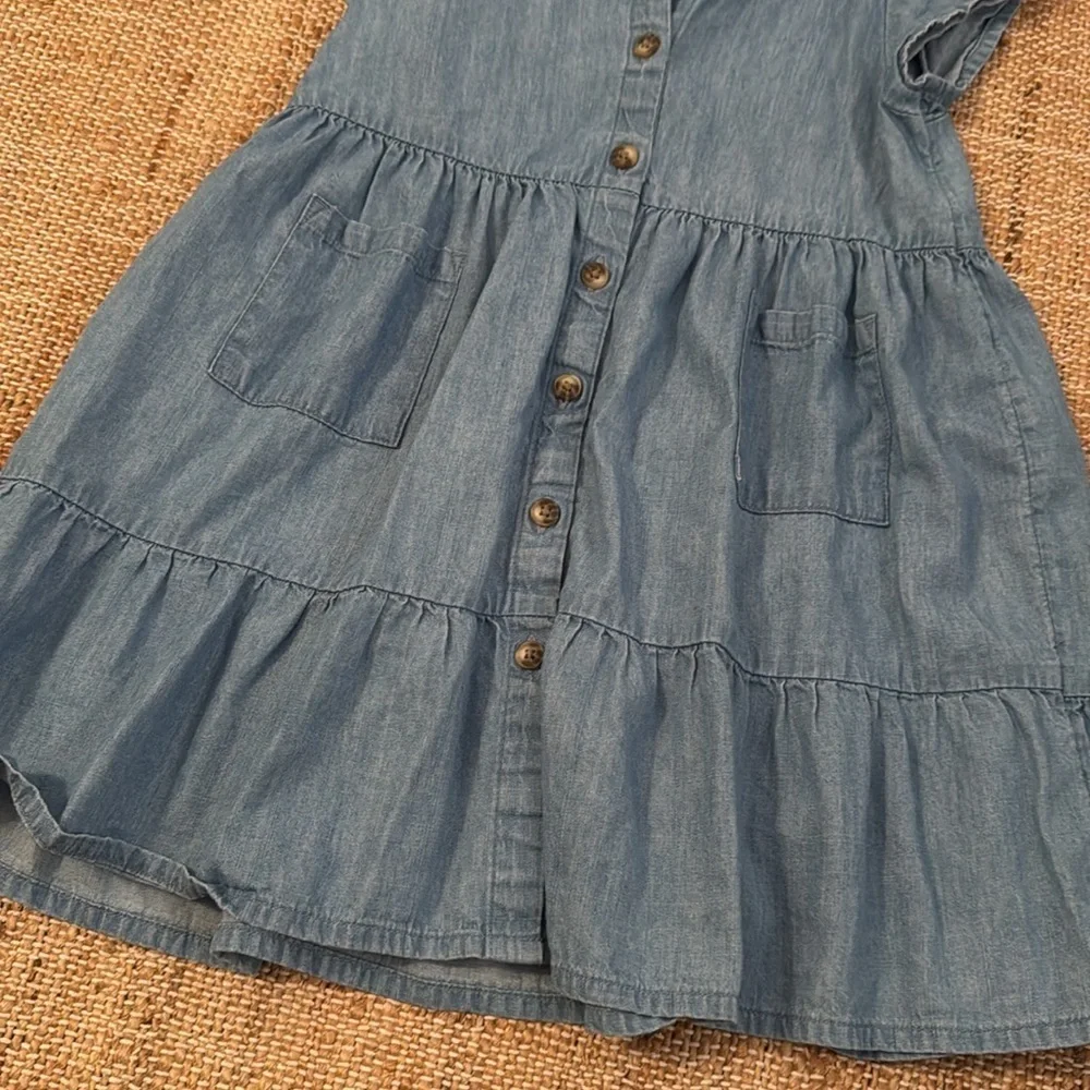 Cat & Jack Short Sleeve Denim Dress - Light Denim Wash 3T
